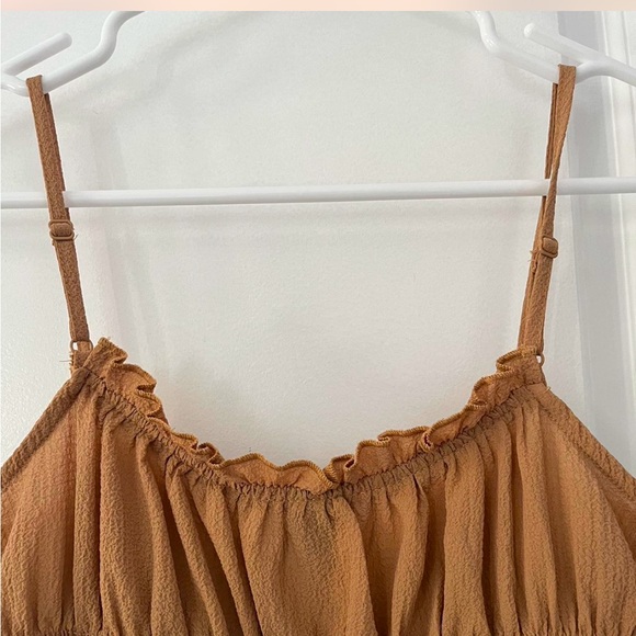 🔥3/$15 Wild Fable| Brown Ruffled Crop Top 🍄‍🟫🤎 - Picture 6 of 7